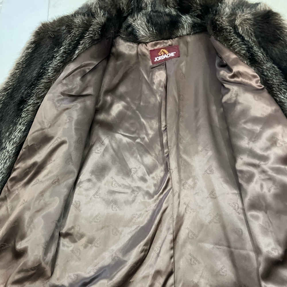 Vintage Jordache Faux Fur Lined Heavy Coat Jacket Glam Retro M/L - Picture 8 of 11
